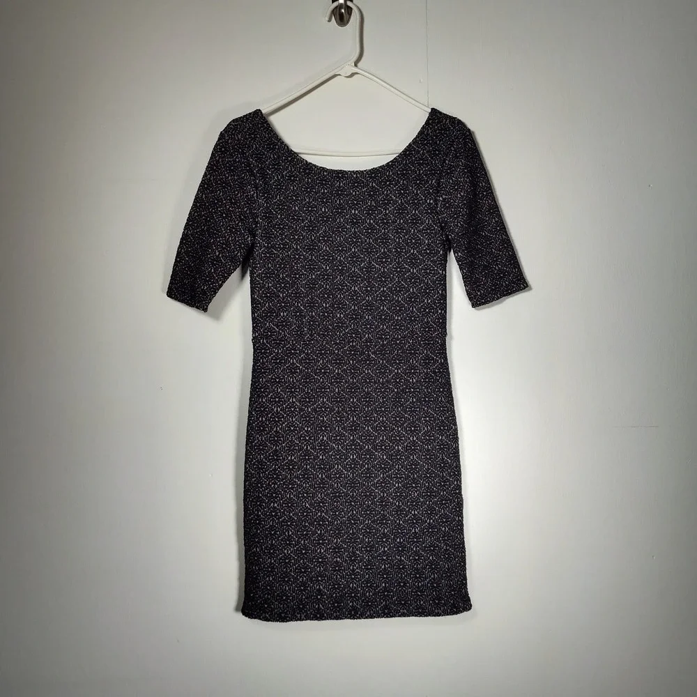 Free People Lady Pucker scoop back bodycon dress black mini stretch fitted med